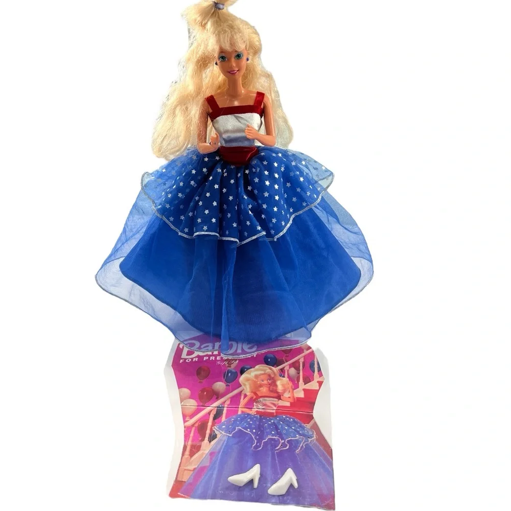 Vintage Barbie for President Doll in Red Silver & Blue Gown Collector Doll 1992